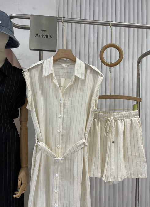 Turn Down Collar Open Shirt With Shorts